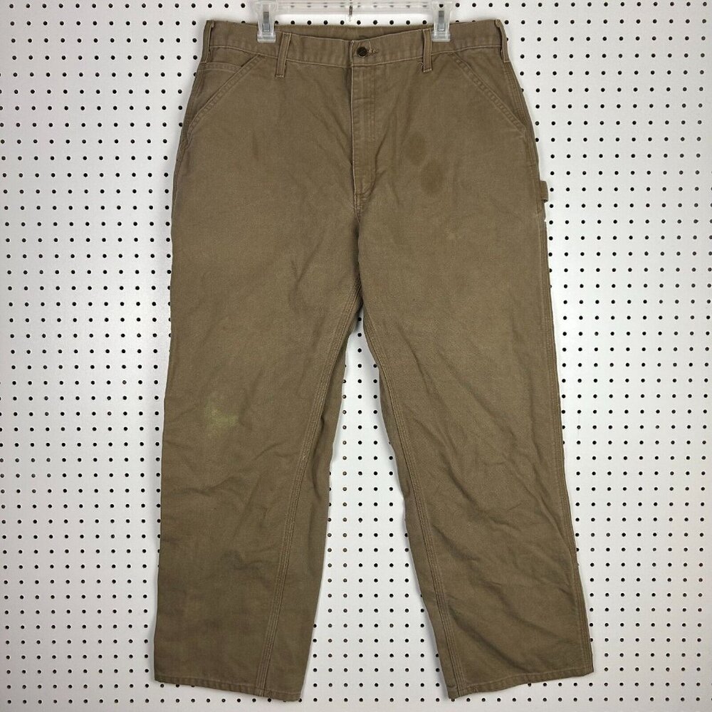 Carhartt Carpenter Pants 36x32 B11 CBR Brown Green‎ Distressed Faded Work Wear - Picture 5 of 8